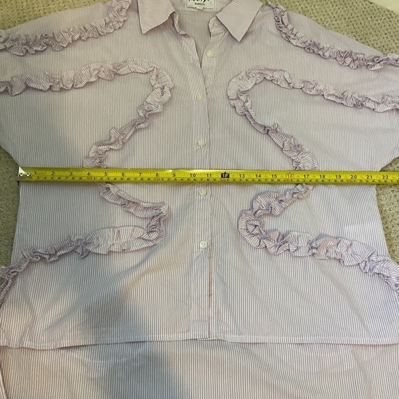 Margo Baridon Striped Buttondown in Purple Size Small - Picture 7 of 8